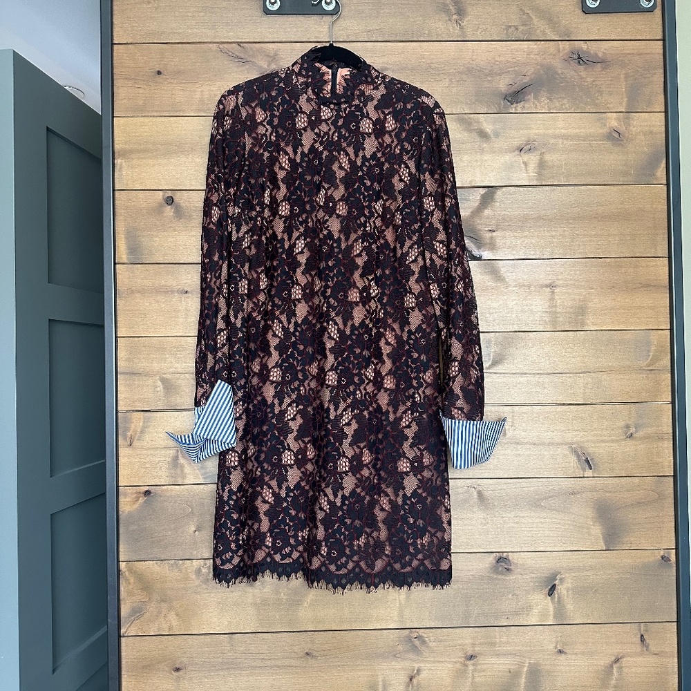 NWT - Scotch & Soda Aubergine Lace Shift Dress (Size Small)